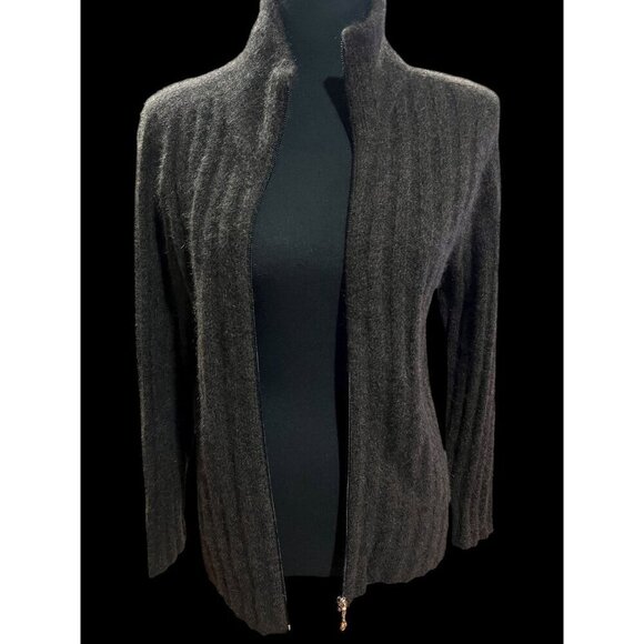ZINITY Sweaters - Zinity Cardigan Sweater Women S Brown Full Zip Closure FALL Light Academia